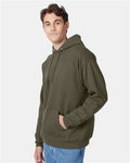 Hanes P170 EcoSmart Hooded Sweatshirt - Fatigue Green - model side