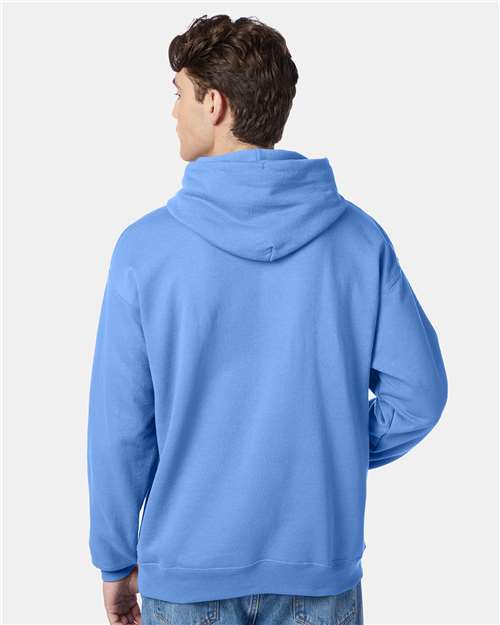 Hanes P170 EcoSmart Hooded Sweatshirt - Carolina Blue - model back