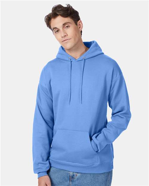 Hanes P170 EcoSmart Hooded Sweatshirt - Carolina Blue - model front