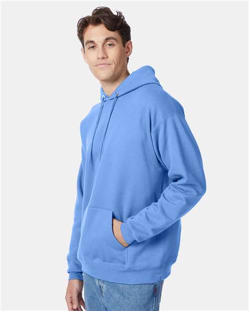 Hanes P170 EcoSmart Hooded Sweatshirt - Carolina Blue - model side