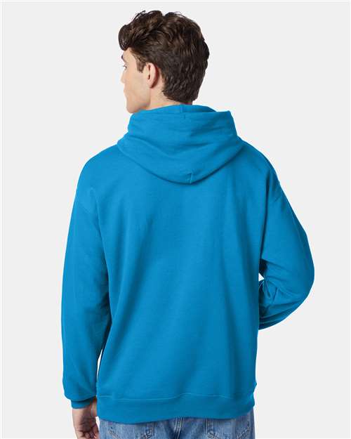 Hanes P170 EcoSmart Hooded Sweatshirt - Teal - model back