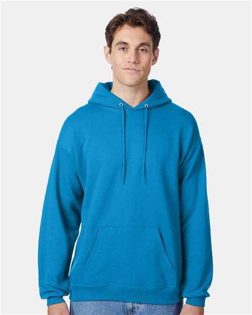 Hanes P170 EcoSmart Hooded Sweatshirt - Teal - model front