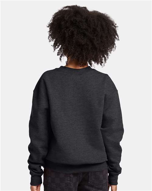 Hanes P360 Youth EcoSmart Crewneck Sweatshirt - Charcoal Heather - model back