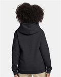 Hanes P473 Youth EcoSmart Hooded Sweatshirt - Charcoal Heather - model back