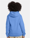 Hanes P473 Youth EcoSmart Hooded Sweatshirt - Carolina Blue - model back