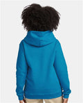 Hanes P473 Youth EcoSmart Hooded Sweatshirt - Teal - model back