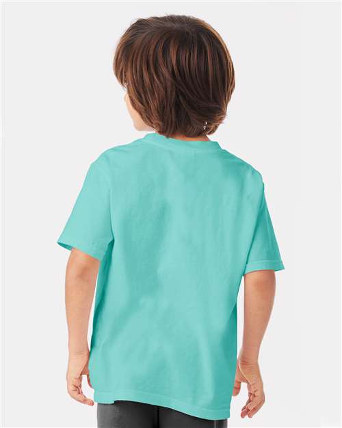 Hanes GDH175 Youth Garment-Dyed T-Shirt - Mint - model back
