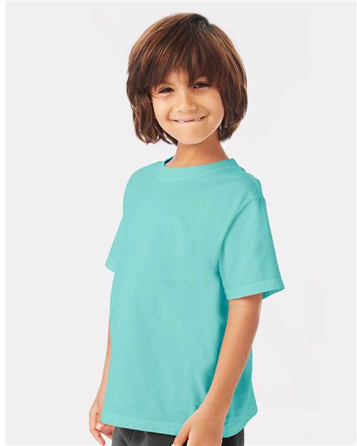 Hanes GDH175 Youth Garment-Dyed T-Shirt - Mint - model side