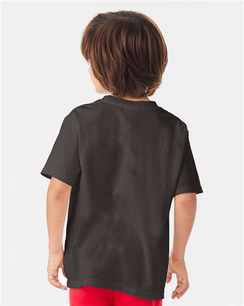 Hanes GDH175 Youth Garment-Dyed T-Shirt - New Railroad Grey - model back