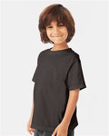 Hanes GDH175 Youth Garment-Dyed T-Shirt - New Railroad Grey - model side