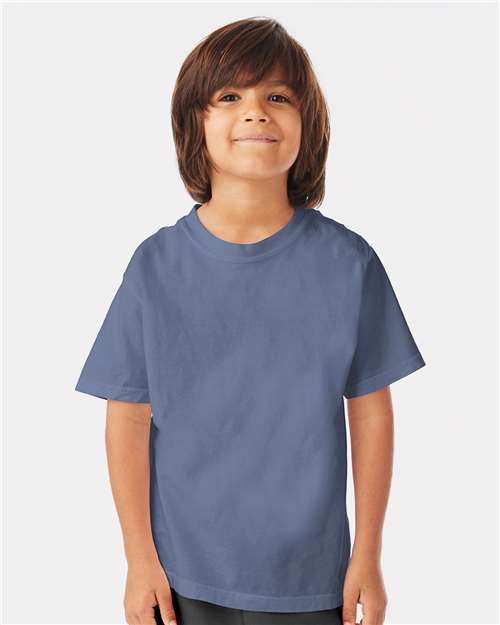 Hanes GDH175 Youth Garment-Dyed T-Shirt - Saltwater - model front