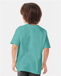 Hanes GDH175 Youth Garment-Dyed T-Shirt - Spanish Moss - model back