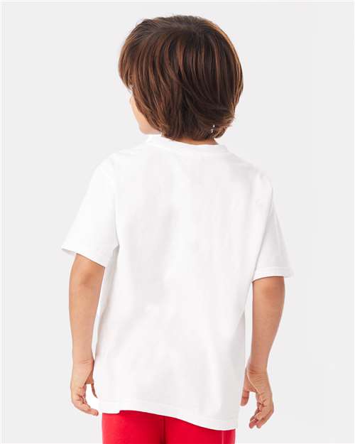 Hanes GDH175 Youth Garment-Dyed T-Shirt - White - model back