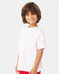 Hanes GDH175 Youth Garment-Dyed T-Shirt - White - model side