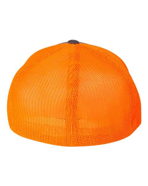 Flexfit 6511 Trucker Cap - Charcoal/ Neon Orange - back