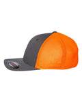 Flexfit 6511 Trucker Cap - Charcoal/ Neon Orange - side