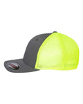 Flexfit 6511 Trucker Cap - Charcoal/ Neon Yellow - side
