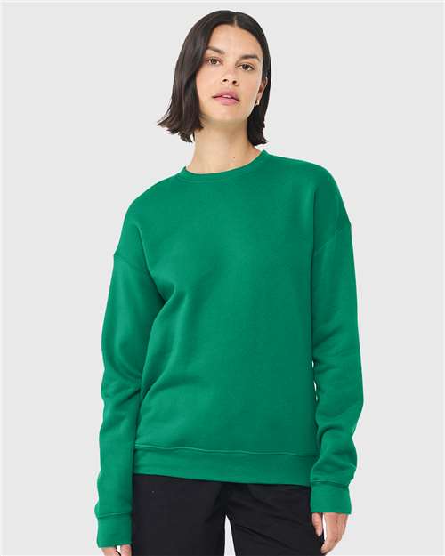 Bella + Canvas 3945 Sponge Fleece Drop Shoulder Crewneck Sweatshirt - Kelly - model front