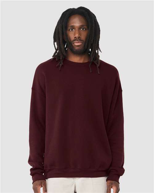 Bella + Canvas 3945 Sponge Fleece Drop Shoulder Crewneck Sweatshirt - Maroon - model front