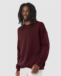 Bella + Canvas 3945 Sponge Fleece Drop Shoulder Crewneck Sweatshirt - Maroon - model side