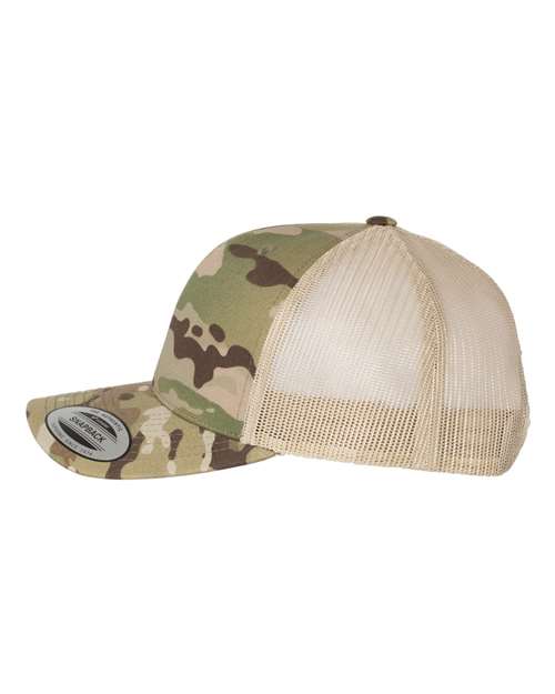 Yupoong 6606 Retro Trucker Cap - Multicam Green/ Khaki - side