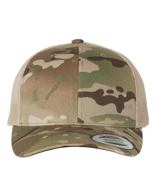 Yupoong 6606 Retro Trucker Cap - Multicam Green/ Khaki - front