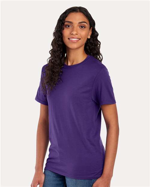 Jerzees 560MR Premium Blend Ring-Spun T-Shirt - Deep Purple - model side