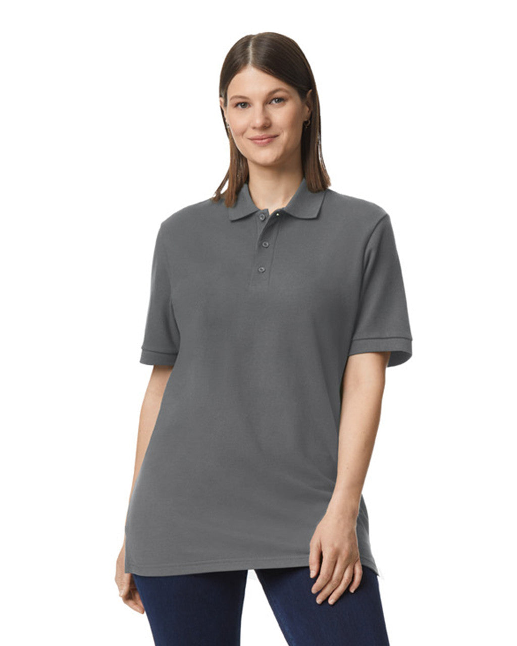 Gildan 85800 Unisex Hammer Pique Polo - Charcoal - model front