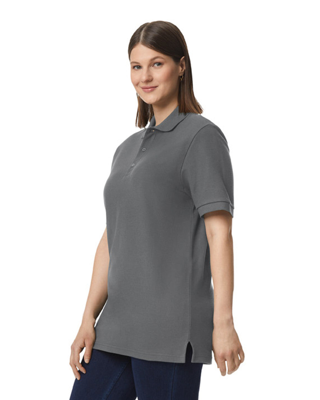Gildan 85800 Unisex Hammer Pique Polo - Charcoal - model side