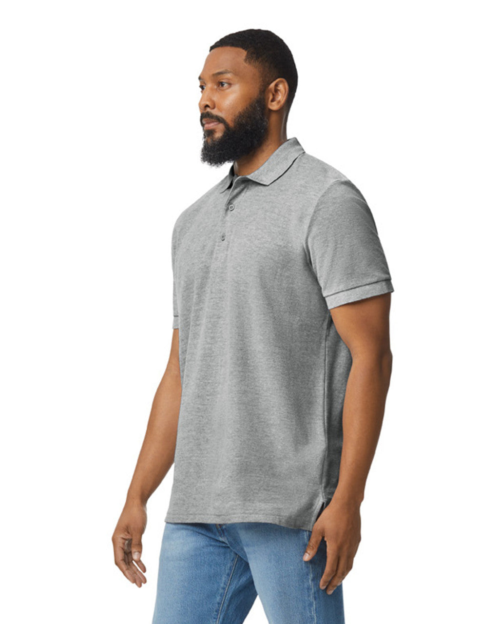 Gildan 85800 Unisex Hammer Pique Polo - Sport Grey - model side