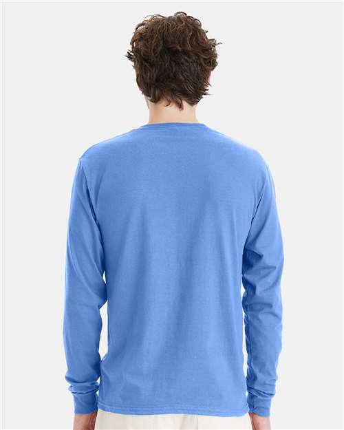 Hanes 5286 Essential-T Long Sleeve T-Shirt - Carolina Blue - model back