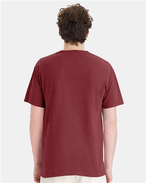 Hanes GDH150 Unisex Garment-Dyed Pocket T-Shirt - Cayenne - model back