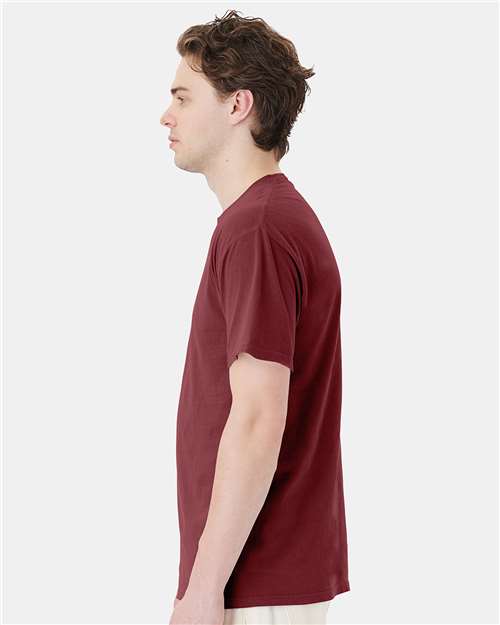 Hanes GDH150 Unisex Garment-Dyed Pocket T-Shirt - Cayenne - model side