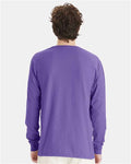 Hanes GDH200 Unisex Garment-Dyed Long Sleeve T-Shirt - Lavender - model back