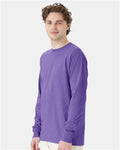 Hanes GDH200 Unisex Garment-Dyed Long Sleeve T-Shirt - Lavender - model side