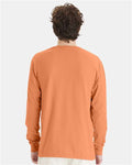 Hanes GDH200 Unisex Garment-Dyed Long Sleeve T-Shirt - Horizon Orange - model back
