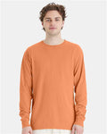 Hanes GDH200 Unisex Garment-Dyed Long Sleeve T-Shirt - Horizon Orange - model front