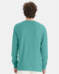 Hanes GDH200 Unisex Garment-Dyed Long Sleeve T-Shirt - Spanish Moss - model back