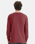 Hanes GDH250 Unisex Garment-Dyed Long Sleeve T-Shirt With a Pocket - Cayenne - model back