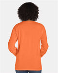 Hanes GDH250 Unisex Garment-Dyed Long Sleeve T-Shirt With a Pocket - Horizon Orange - model back