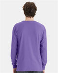 Hanes GDH250 Unisex Garment-Dyed Long Sleeve T-Shirt With a Pocket - Lavender - model back