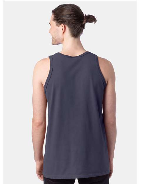 Hanes GDH300 Unisex Garment-Dyed Unisex Tank Top - Anchor Slate - model back