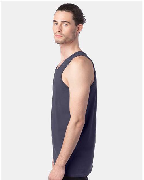 Hanes GDH300 Unisex Garment-Dyed Unisex Tank Top - Anchor Slate - model side