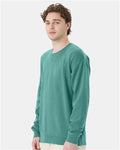 Hanes GDH400 Unisex Garment-Dyed Crewneck Sweatshirt - Spanish Moss - model side
