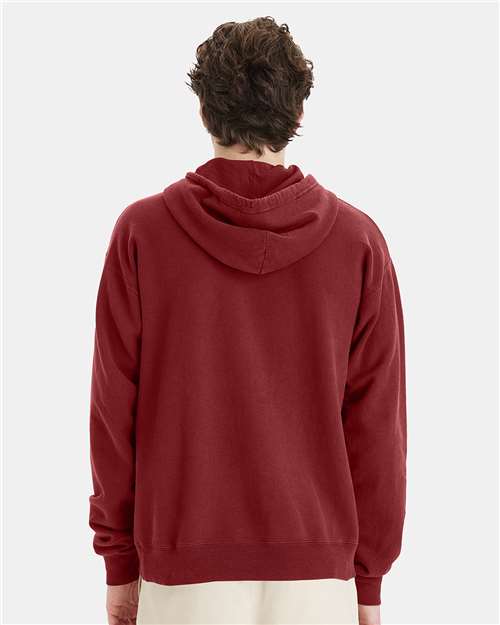 Hanes GDH450 Unisex Garment-Dyed Hooded Sweatshirt - Cayenne - model back