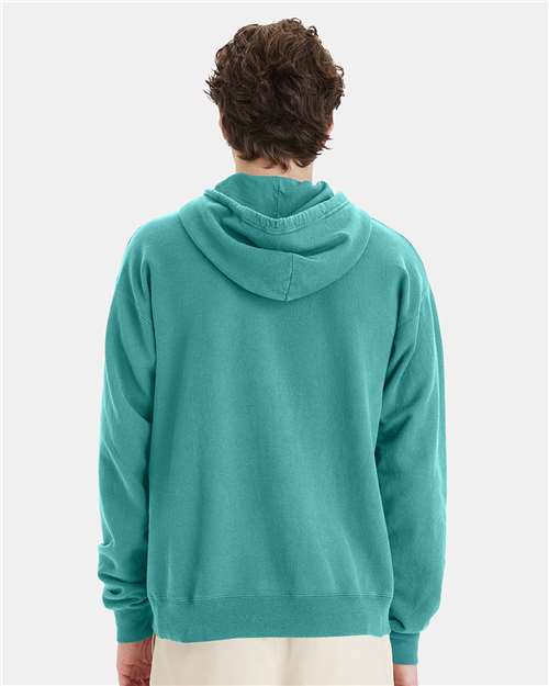 Hanes GDH450 Unisex Garment-Dyed Hooded Sweatshirt - Spanish Moss - model back