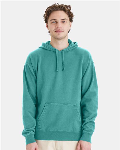 Hanes GDH450 Unisex Garment-Dyed Hooded Sweatshirt - Spanish Moss - model front