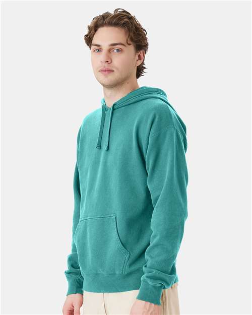 Hanes GDH450 Unisex Garment-Dyed Hooded Sweatshirt - Spanish Moss - model side