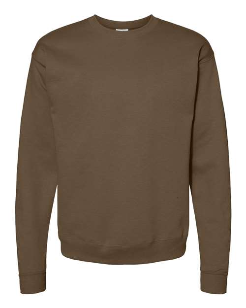 Hanes P160 EcoSmart Crewneck Sweatshirt - Army Brown - flat front