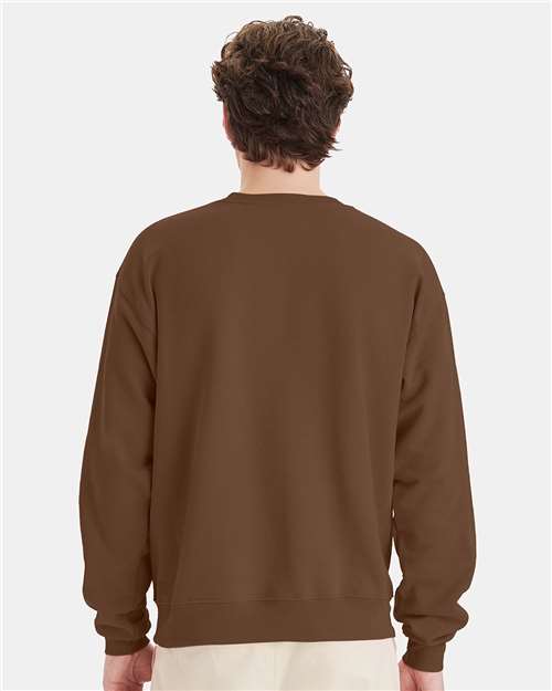 Hanes P160 EcoSmart Crewneck Sweatshirt - Army Brown - model back